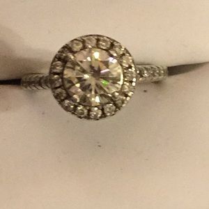 1.5 ct colorless moissanite halo ring